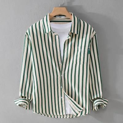 Gestreiftes Hemd - Polo - Button-Up - Langarmhemd - Herrenhemden-HauteBerlin