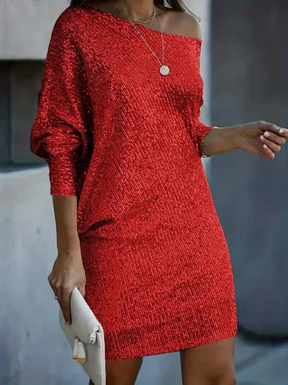 Glitzer-Minikleid | Schulterfrei | Abendkleid-HauteBerlin