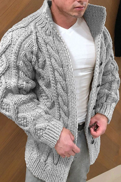 Grobe Strickjacke | Warm | Zopfmuster | Strickjacke | Herren-Strickjacke-HauteBerlin