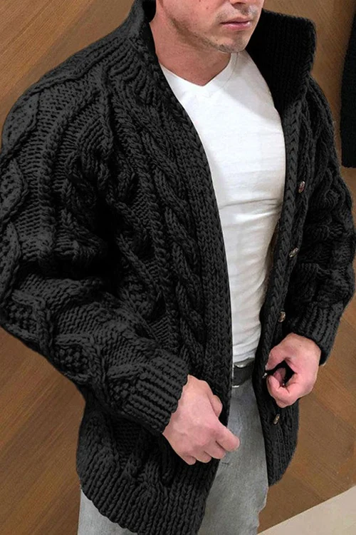 Grobe Strickjacke | Warm | Zopfmuster | Strickjacke | Herren-Strickjacke-HauteBerlin