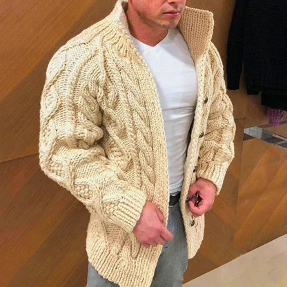 Grobe Strickjacke | Warm | Zopfmuster | Strickjacke | Herren-Strickjacke-HauteBerlin