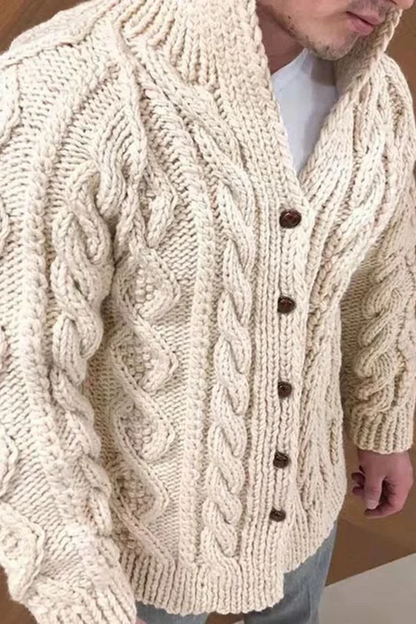 Grobe Strickjacke | Warm | Zopfmuster | Strickjacke | Herren-Strickjacke-HauteBerlin