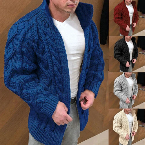 Grobe Strickjacke | Warm | Zopfmuster | Strickjacke | Herren-Strickjacke-HauteBerlin
