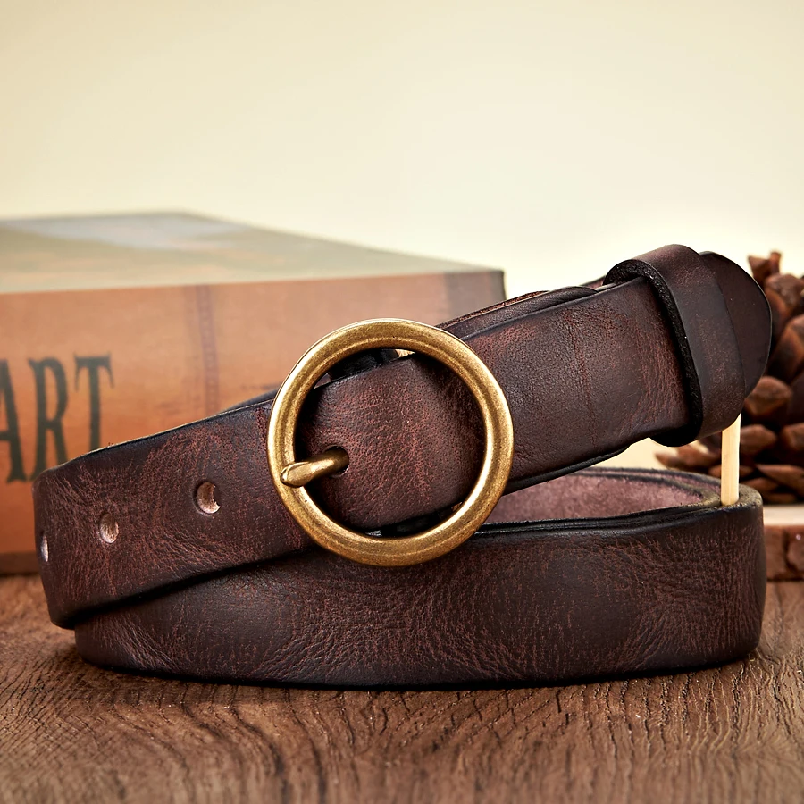 Gürtel Herren | Ledergürtel | Rundschnalle | Vintage Optik-HauteBerlin