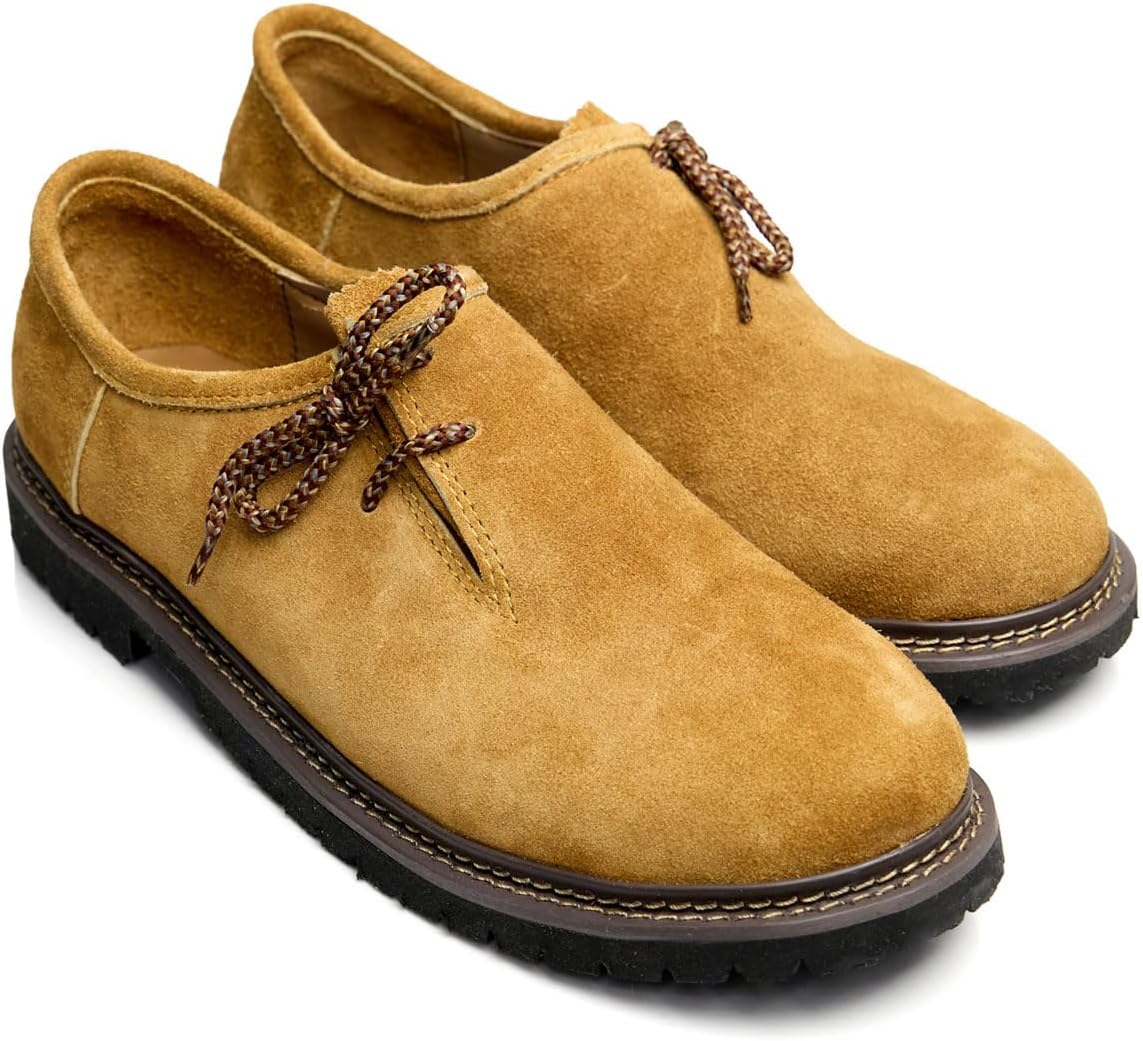 Haferlschuhe - Herren Echtleder Velours Traditionell Dunkelbraun Oktoberfest-HauteBerlin