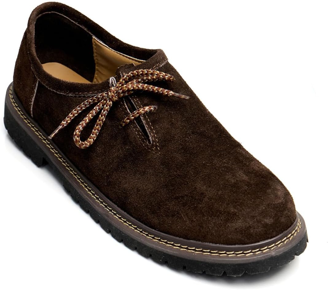 Haferlschuhe - Herren Echtleder Velours Traditionell Dunkelbraun Oktoberfest-HauteBerlin