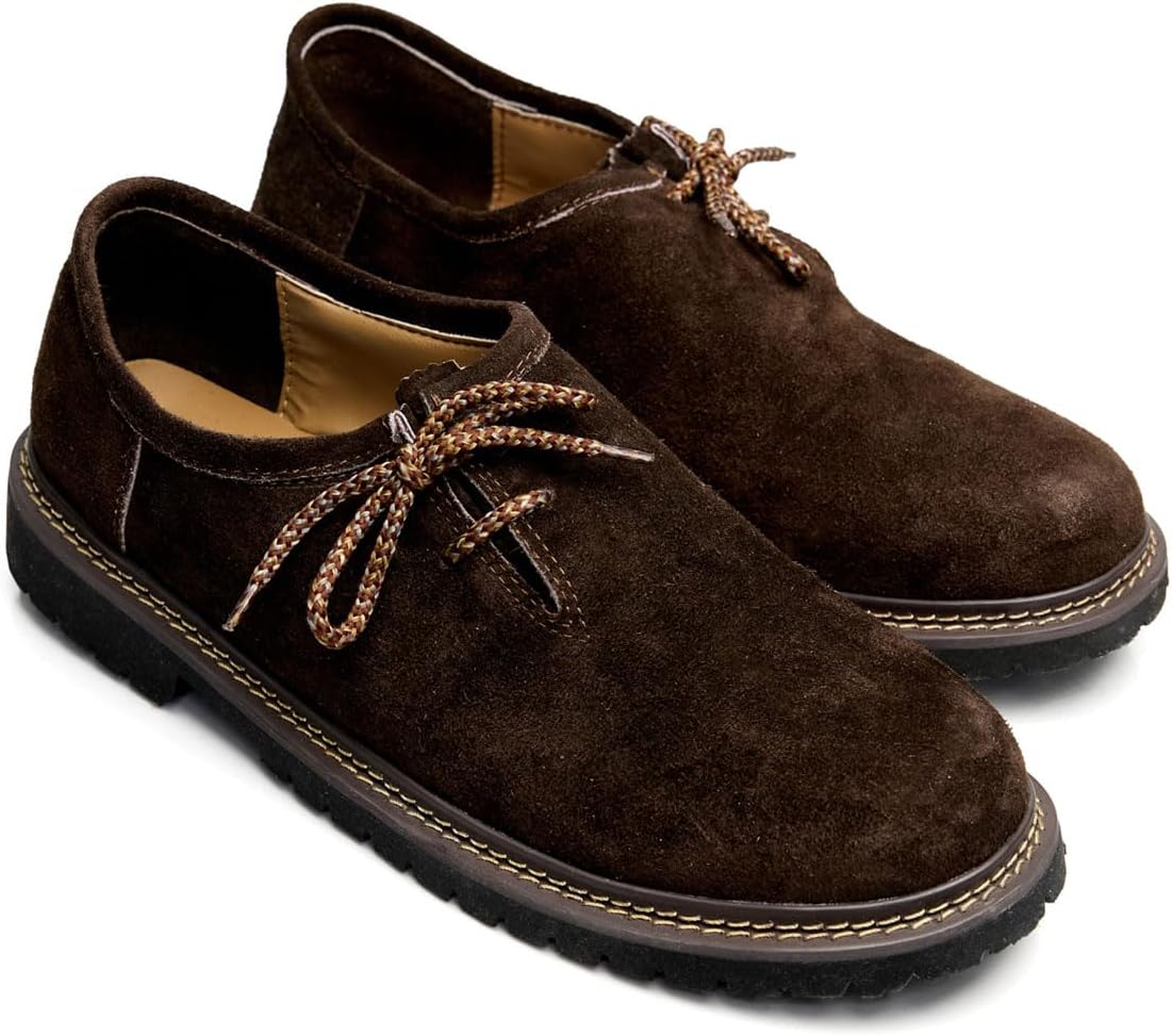 Haferlschuhe - Herren Echtleder Velours Traditionell Dunkelbraun Oktoberfest-HauteBerlin