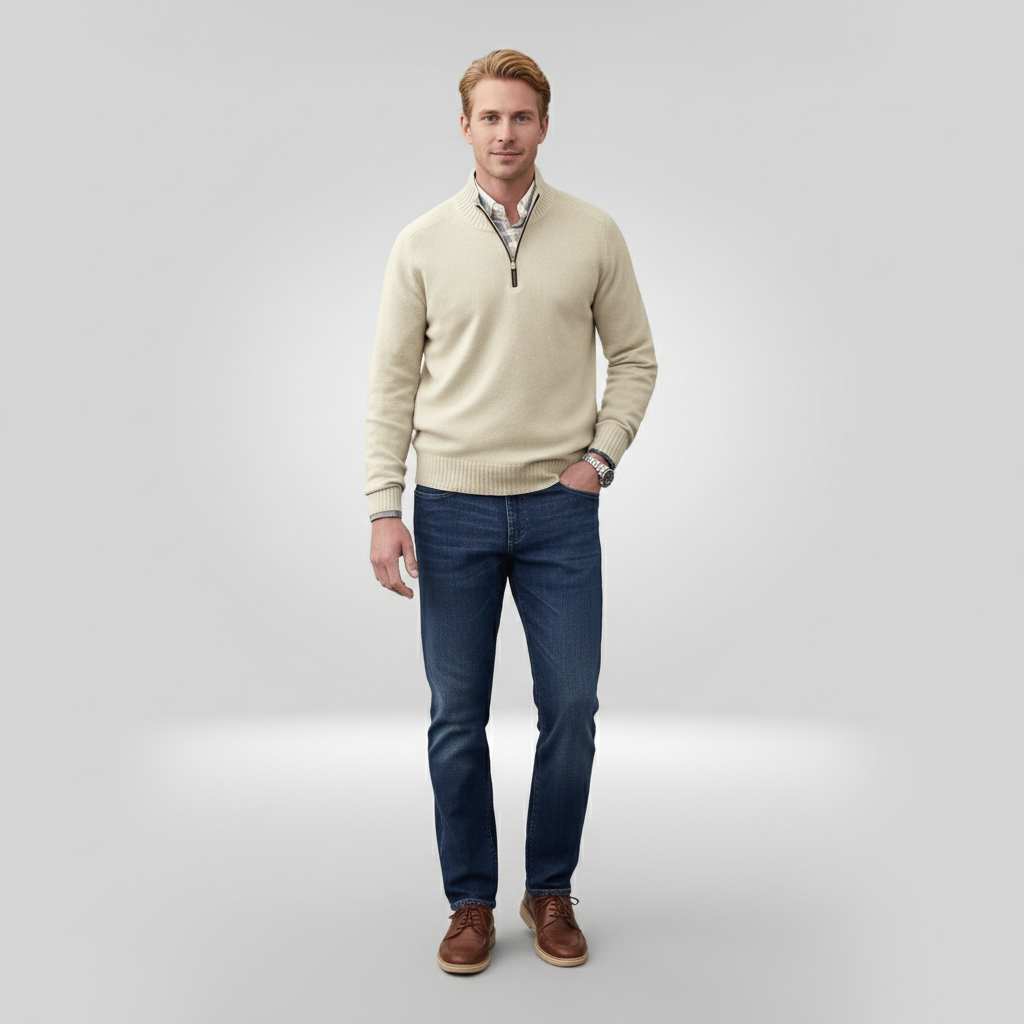 Halb-Reißverschluss-Pullover – Strickpullover mit Viertel-Reißverschluss für Herren-HauteBerlin