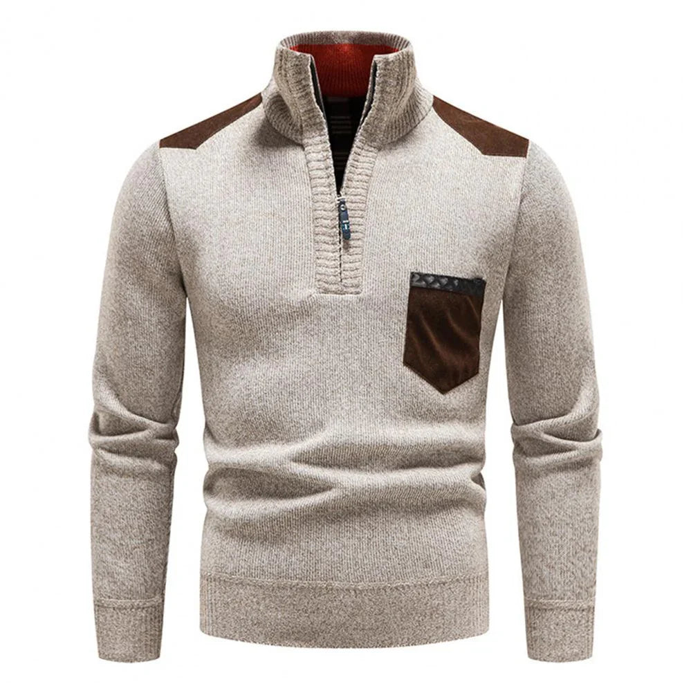 Halb-Reißverschluss-Pullover – Strickpullover mit Viertel-Reißverschluss für Männer-HauteBerlin