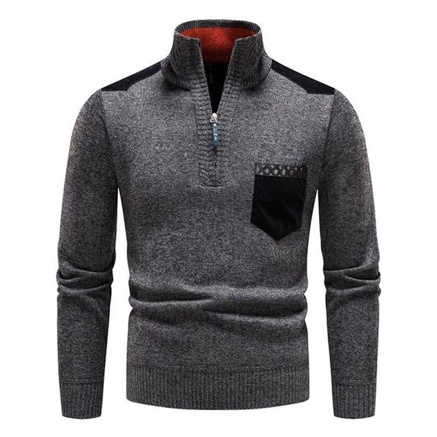 Halb-Reißverschluss-Pullover – Strickpullover mit Viertel-Reißverschluss für Männer-HauteBerlin
