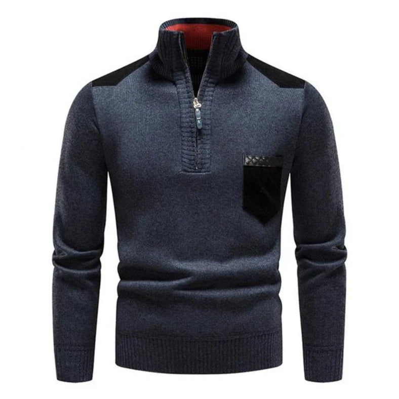 Halb-Reißverschluss-Pullover – Strickpullover mit Viertel-Reißverschluss für Männer-HauteBerlin