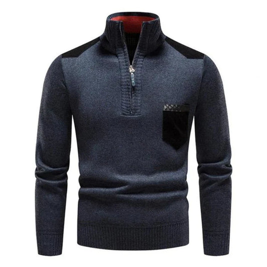 Halb-Reißverschluss-Pullover – Strickpullover mit Viertel-Reißverschluss für Männer-HauteBerlin