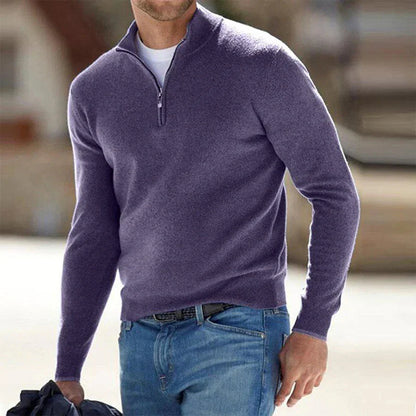 Halber Reißverschluss-Pullover | Gestrickt | Langarm | Pullover-Pullover | Herren Pullover mit viertel Reißverschluss-HauteBerlin