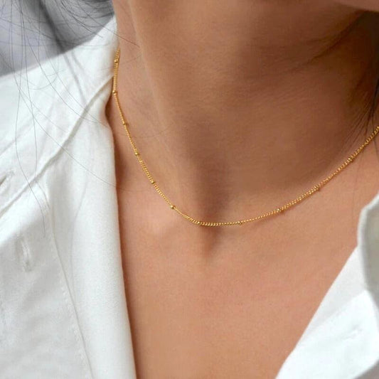 Halskette Damen | 14K Vergoldet | Feine Kugelkette-HauteBerlin