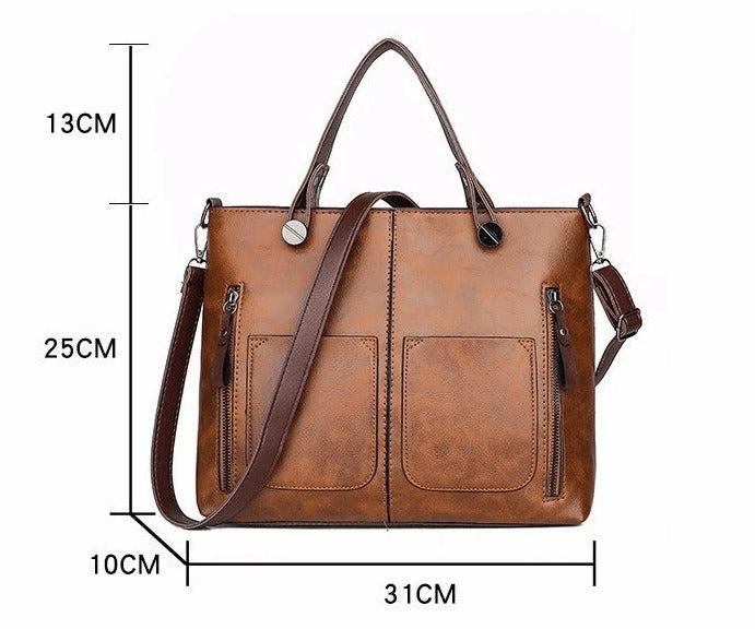 Handtasche Damen Groß | Kunstleder Shopper | Abnehmbarer Schultergurt-HauteBerlin