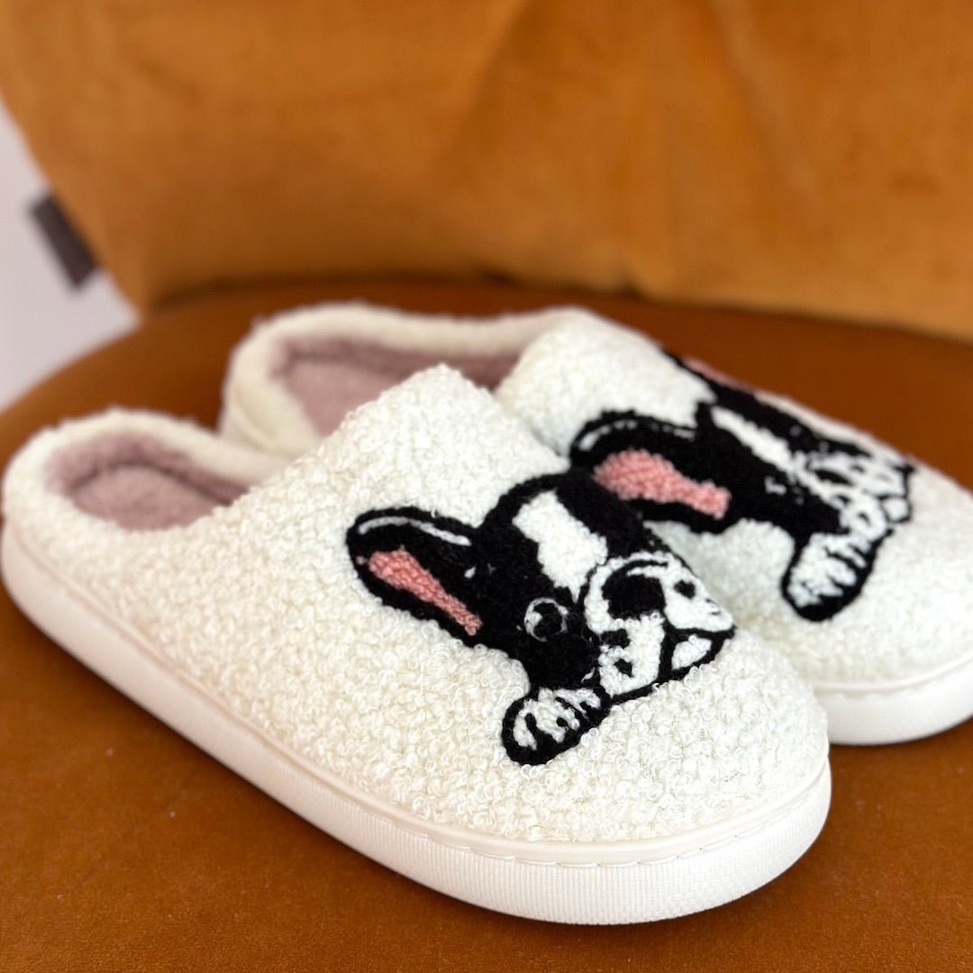 Hausschuhe Damen - Französische Bulldogge Plüsch Weich-HauteBerlin