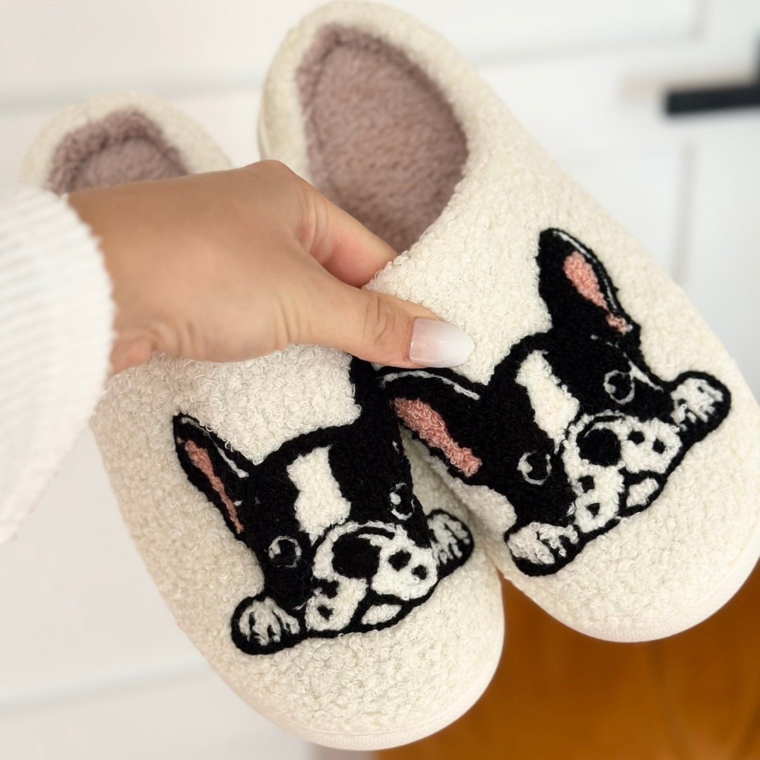 Hausschuhe Damen - Französische Bulldogge Plüsch Weich-HauteBerlin