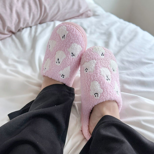 Hausschuhe Damen | Rosa Plüsch | Halloween Geist Design-HauteBerlin