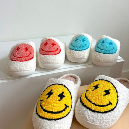 Hausschuhe Damen | Smiley mit Blitz | Plüsch Weich-HauteBerlin