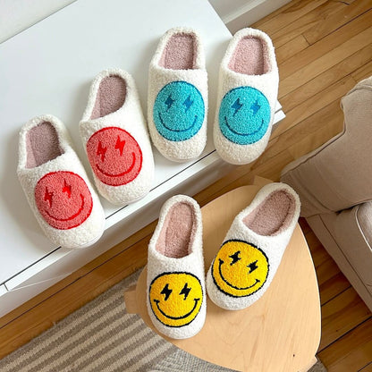 Hausschuhe Damen | Smiley mit Blitz | Plüsch Weich-HauteBerlin