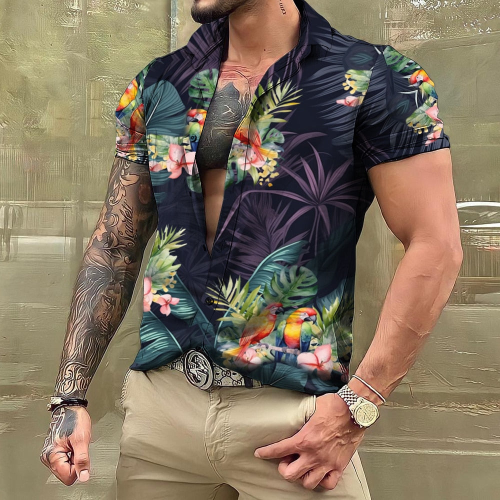 Hawaiihemd - Button-Up - Bedruckt - Kurzarmhemd - Herrenhemden-HauteBerlin