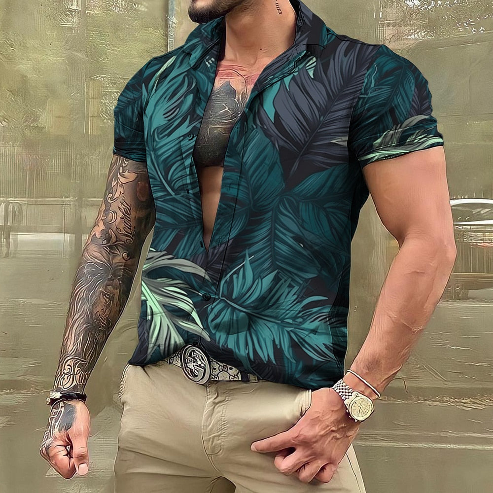 Hawaiihemd - Button-Up - Bedruckt - Kurzarmhemd - Herrenhemden-HauteBerlin