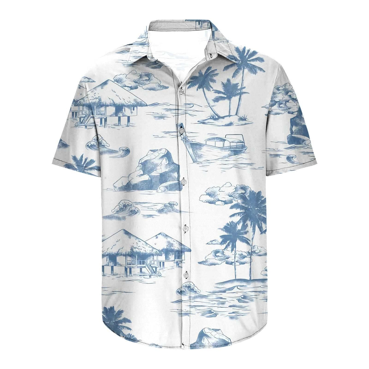 Hawaiihemd Herren: Kurzarmhemd mit Palmen-Print für den Sommer-HauteBerlin