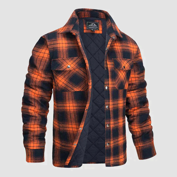 Hemdjacke – karierte, gesteppte Herren-Steppjacke mit Knöpfen-HauteBerlin