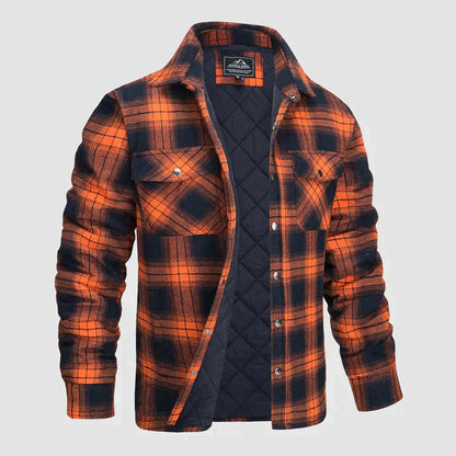 Hemdjacke – karierte, gesteppte Herren-Steppjacke mit Knöpfen-HauteBerlin