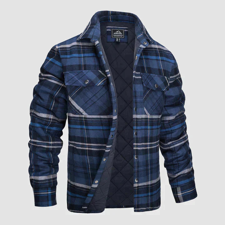 Hemdjacke – karierte, gesteppte Herren-Steppjacke mit Knöpfen-HauteBerlin