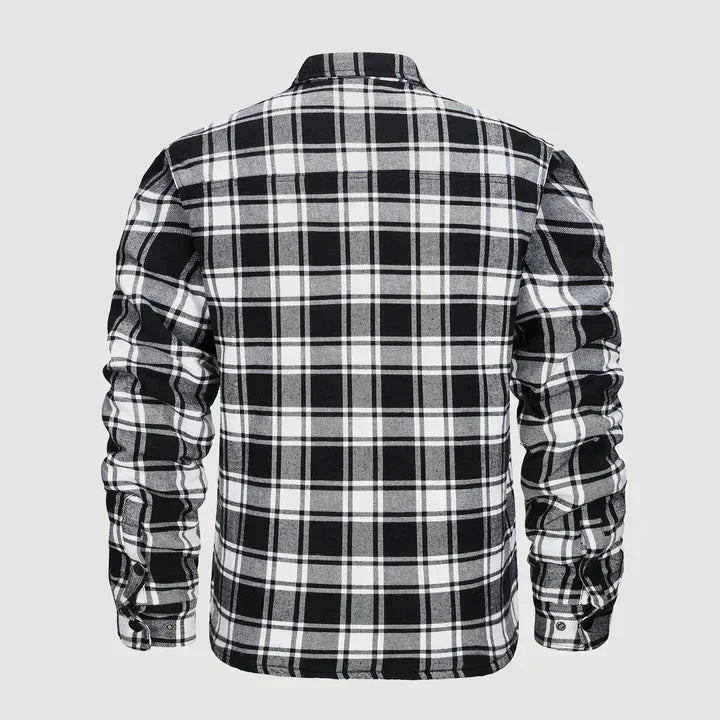 Hemdjacke – karierte, gesteppte Herren-Steppjacke mit Knöpfen-HauteBerlin