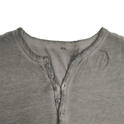 Henley-Shirt | Einfarbig | Knopfleiste am Kragen | Langärmliges T-Shirt | Herrenhemd-HauteBerlin