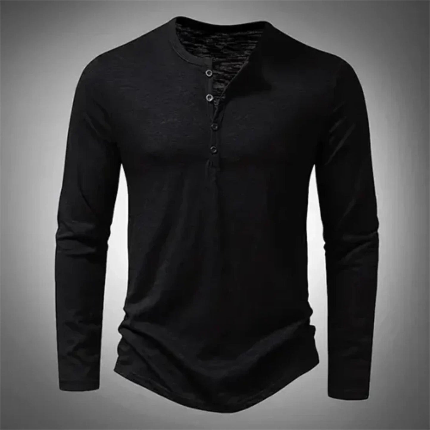 Henley-Shirt – Lässig – Halb geknöpft – Langarm-T-Shirt – Herrenbekleidung-HauteBerlin
