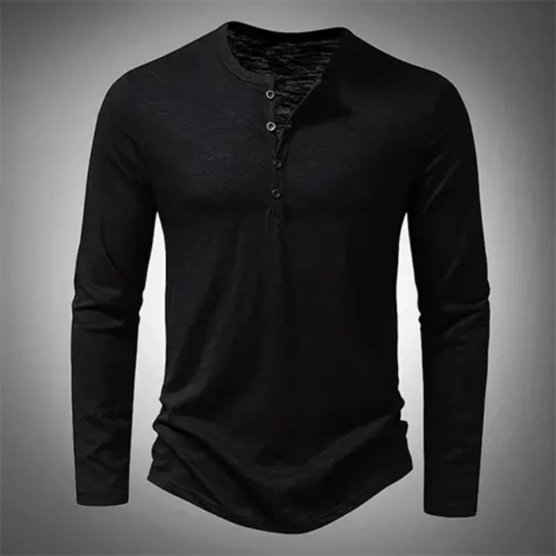 Henley-Shirt – Lässig – Halb geknöpft – Langarm-T-Shirt – Herrenbekleidung-HauteBerlin