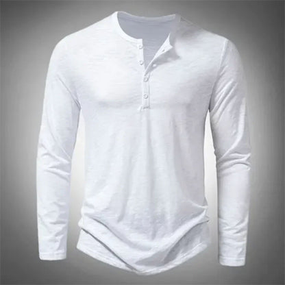 Henley-Shirt – Lässig – Halb geknöpft – Langarm-T-Shirt – Herrenbekleidung-HauteBerlin