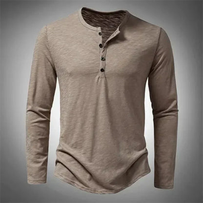 Henley-Shirt – Lässig – Halb geknöpft – Langarm-T-Shirt – Herrenbekleidung-HauteBerlin