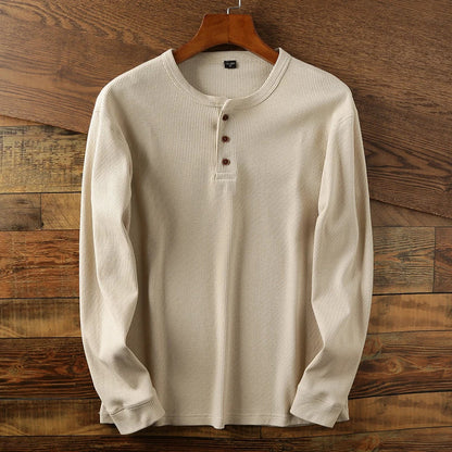 Henley Shirt – Lässiges Langarm-T-Shirt mit Knopfleiste für Männer-HauteBerlin