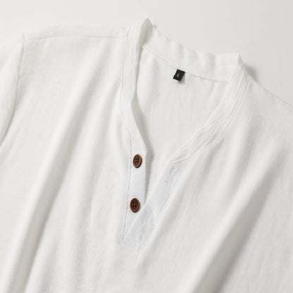 Henley-Shirt | V-Ausschnitt | Kurzarm | Knopf-T-Shirt | Herren-Sommer-Shirt-HauteBerlin