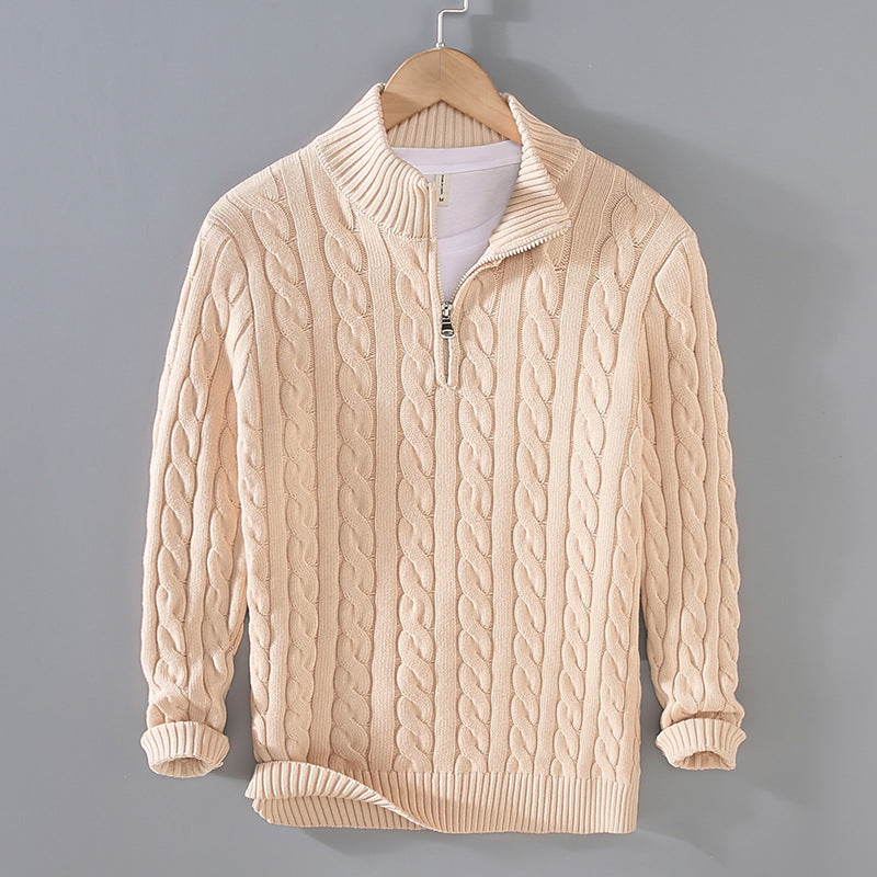 Herren Half Zip Sweater | Kabel Strick | Quarter Zip | Half Zip Pullover | Herren Strickpullover-HauteBerlin