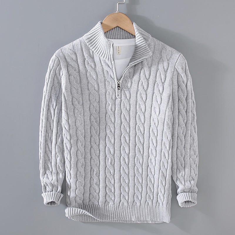 Herren Half Zip Sweater | Kabel Strick | Quarter Zip | Half Zip Pullover | Herren Strickpullover-HauteBerlin