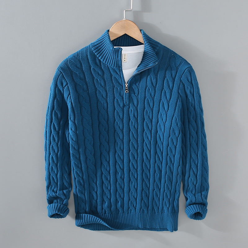 Herren Half Zip Sweater | Kabel Strick | Quarter Zip | Half Zip Pullover | Herren Strickpullover-HauteBerlin