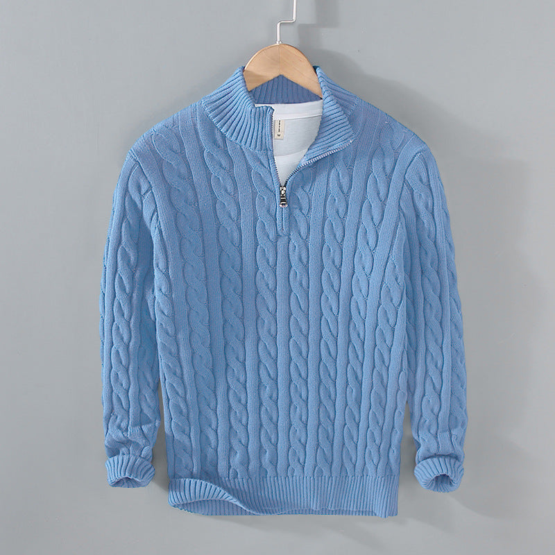 Herren Half Zip Sweater | Kabel Strick | Quarter Zip | Half Zip Pullover | Herren Strickpullover-HauteBerlin