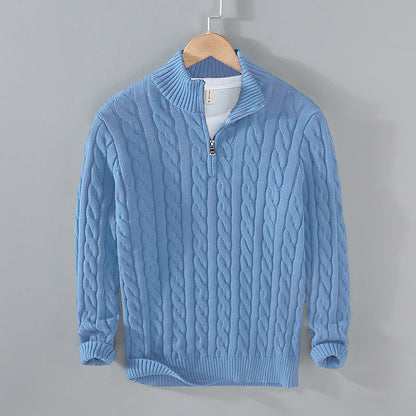 Herren Half Zip Sweater | Kabel Strick | Quarter Zip | Half Zip Pullover | Herren Strickpullover-HauteBerlin