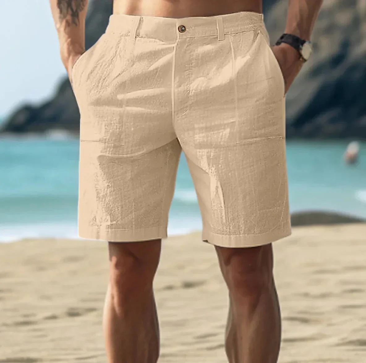 Herren Leinen-Shorts – Leichte Sommer-Shorts für Männer, atmungsaktiv-HauteBerlin