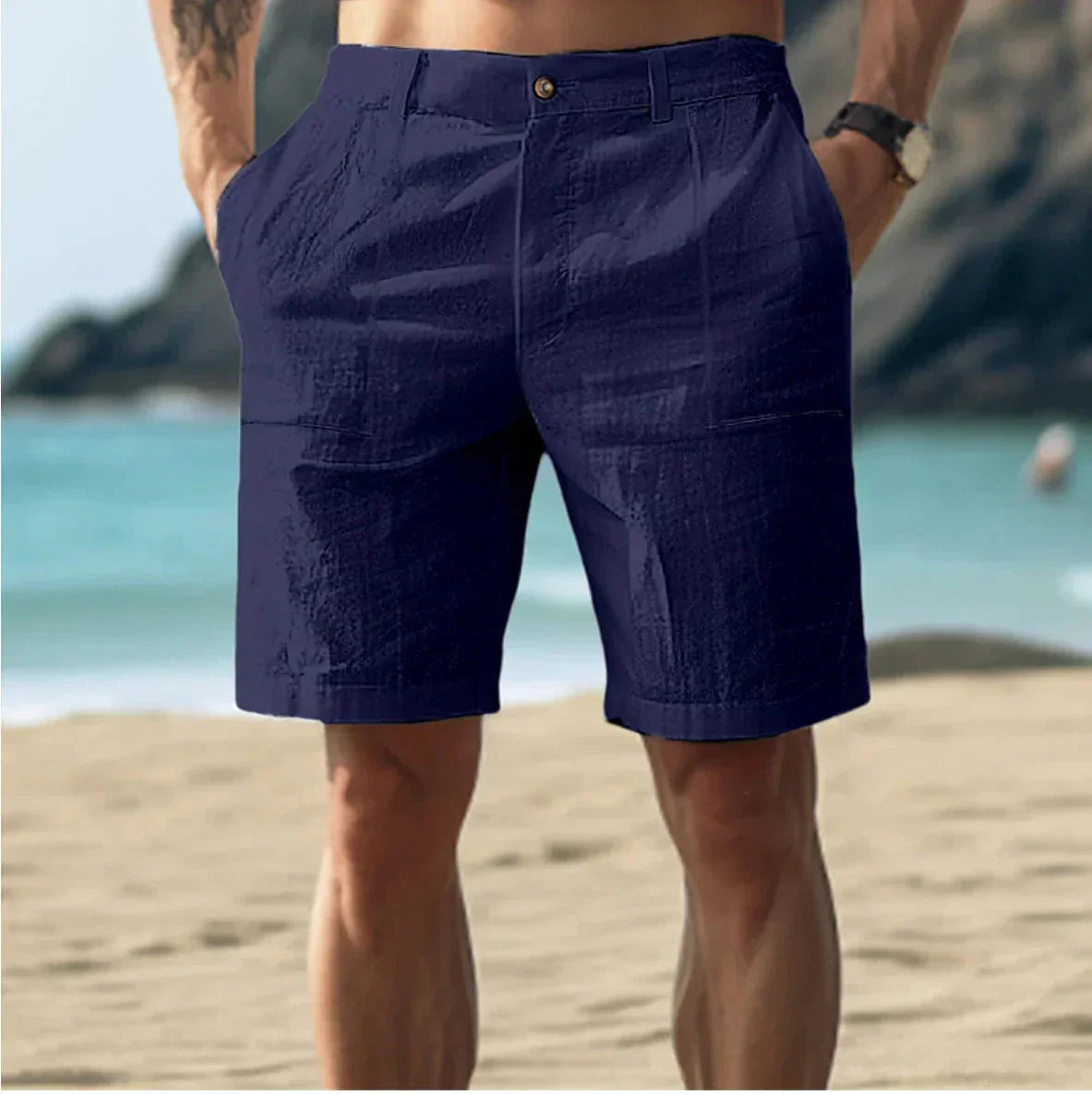 Herren Leinen-Shorts – Leichte Sommer-Shorts für Männer, atmungsaktiv-HauteBerlin