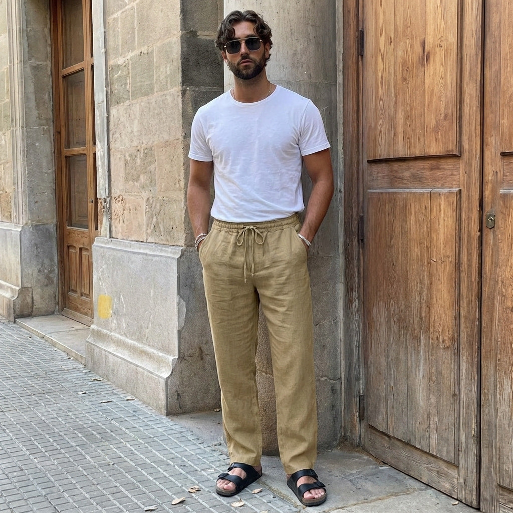 Herren-Leinenhose – Leichte Sommerhose mit Kordelzug-HauteBerlin