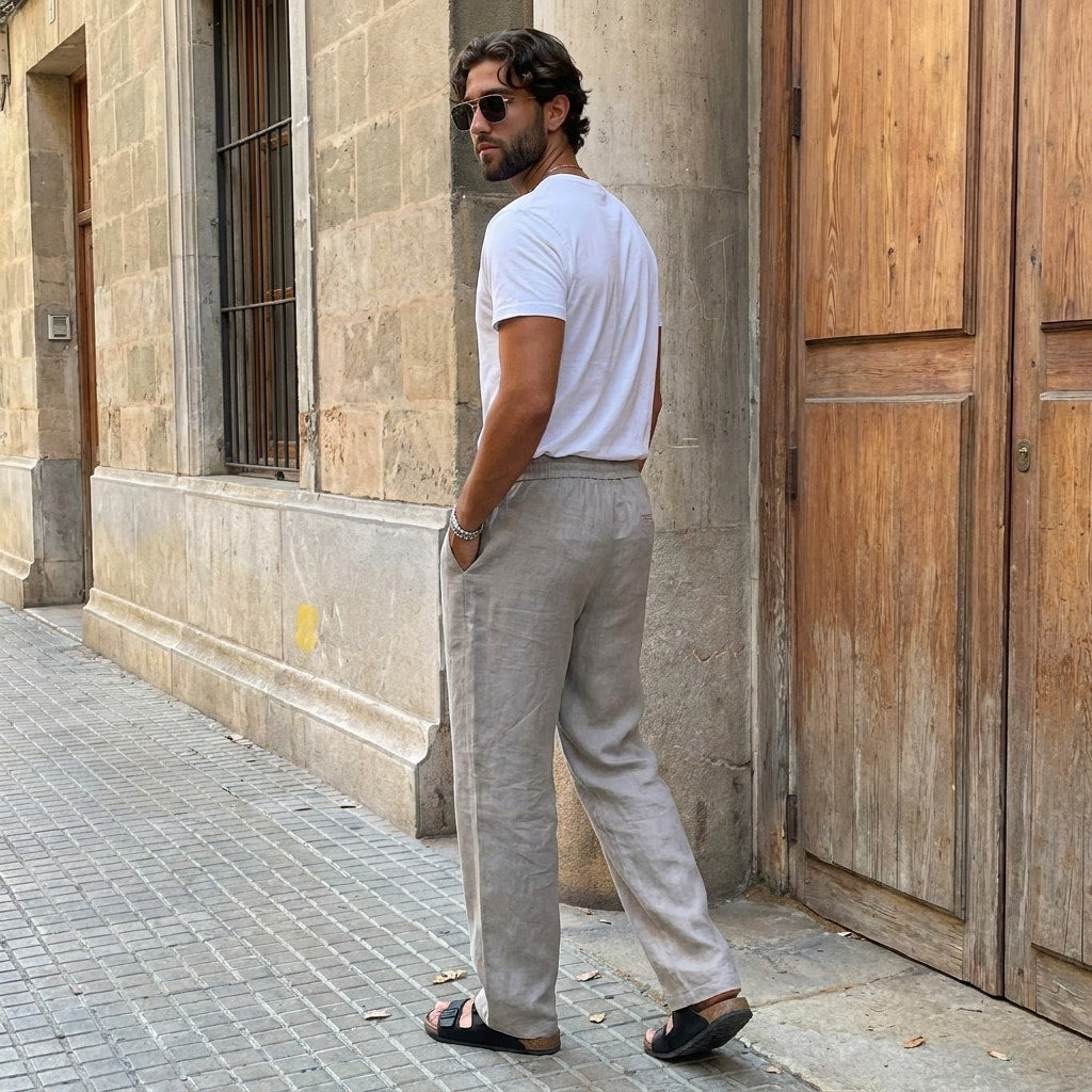 Herren-Leinenhose – Leichte Sommerhose mit Kordelzug-HauteBerlin