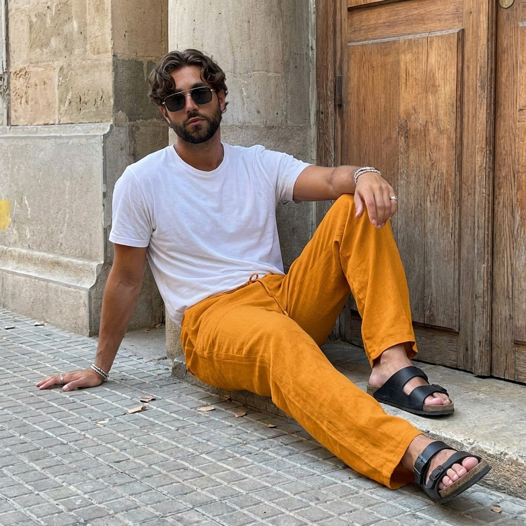 Herren-Leinenhose – Leichte Sommerhose mit Kordelzug-HauteBerlin