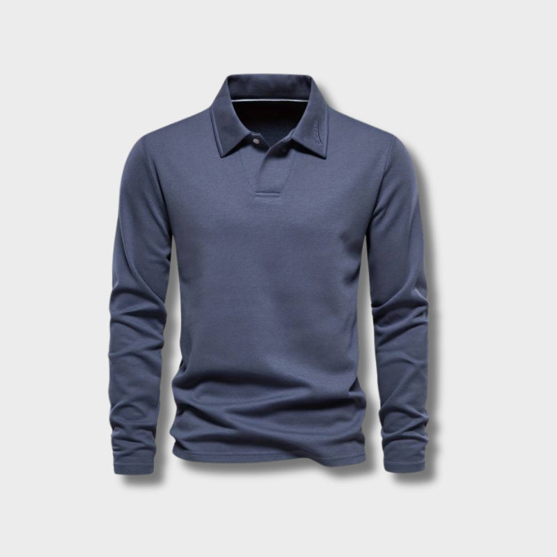 Herren-Poloshirt | Mit Kragen | Einfarbig | Langarmshirts | Langarm-T-Shirts-HauteBerlin