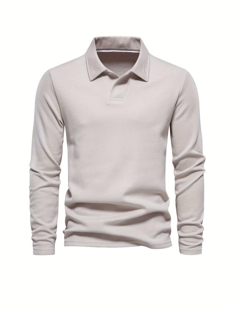 Herren-Poloshirt | Mit Kragen | Einfarbig | Langarmshirts | Langarm-T-Shirts-HauteBerlin